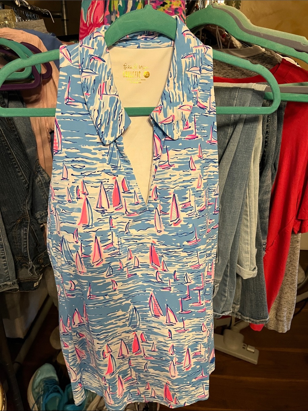 Blue & Pink Sailboat Print One-Piece Top